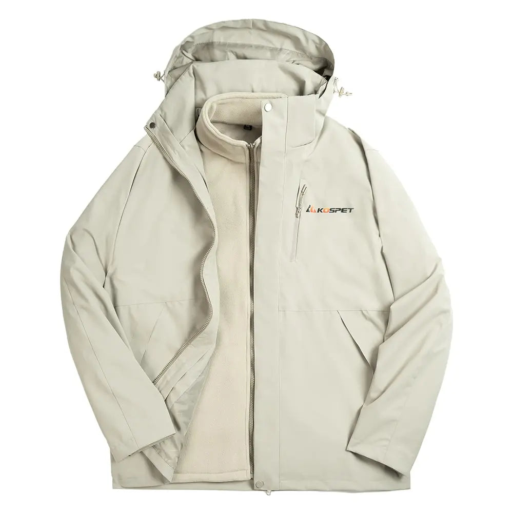 KOSPET-3-in-1-Waterproof-Rain-jJacket#color_Light Khaki