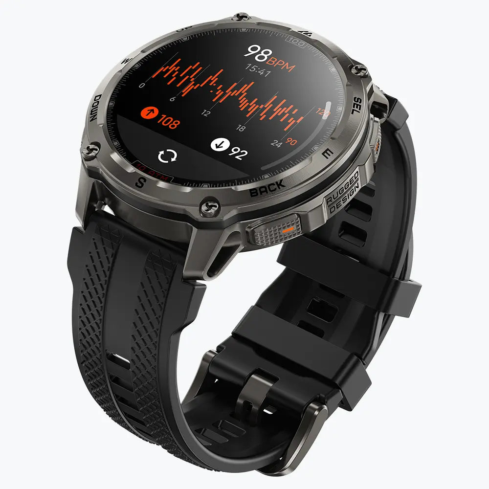 KOSPET tank t4 smartwatch black with silicone straps#color_black