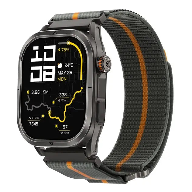 kospet-22mm-woven-_nylon_sport-loop-strap-black-1#color_Dark Grey / Orange Stripe