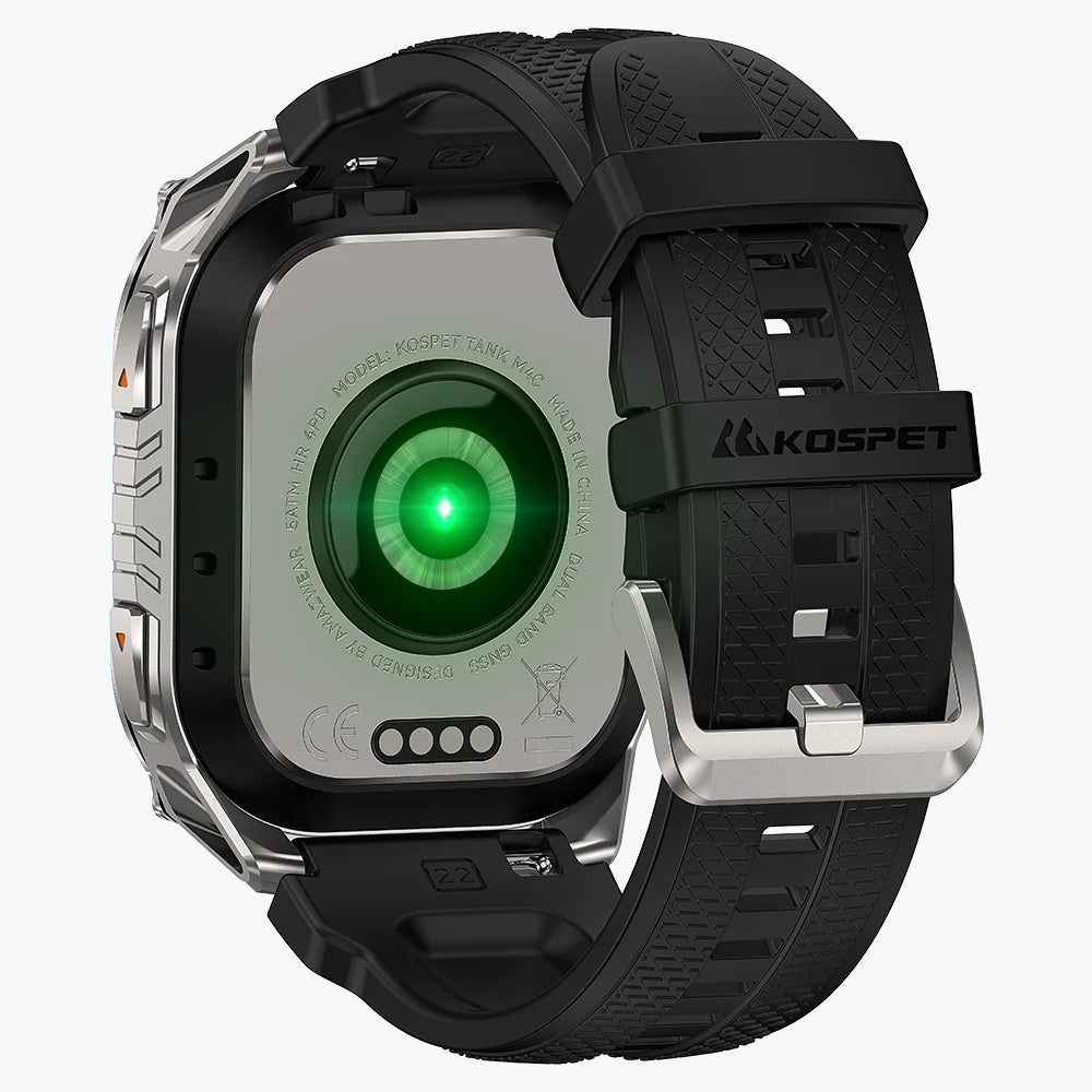 KOSPET tank m4c smartwatch silver with silicone straps#color_silver^package_Silicone Basic