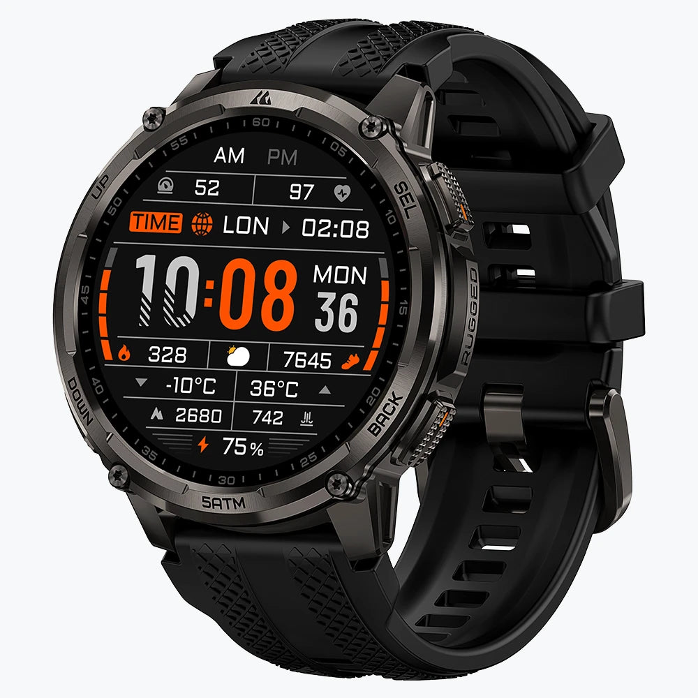 KOSPET tank t4c smartwatch black with silicone straps#color_black^package_Silicone Basic