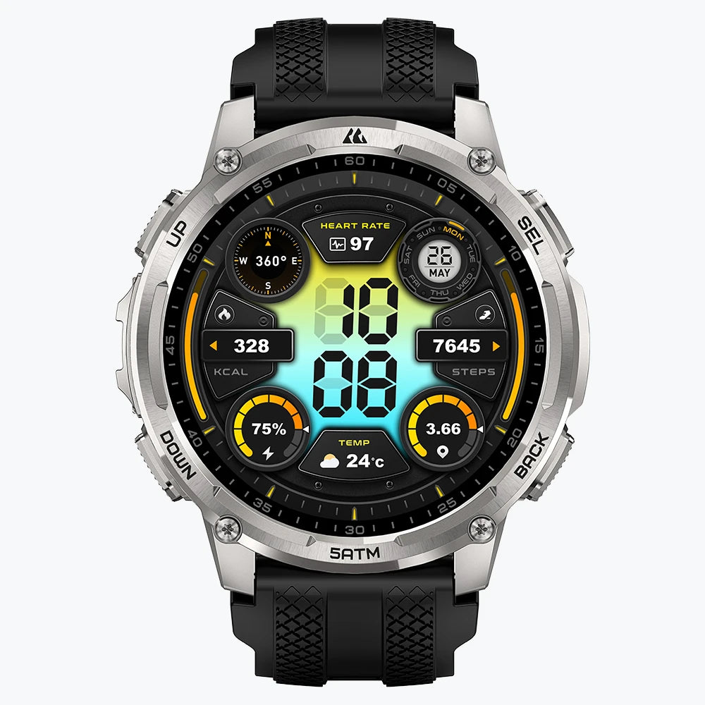 KOSPET tank t4c smartwatch silver with silicone straps#color_silver^package_Silicone Basic