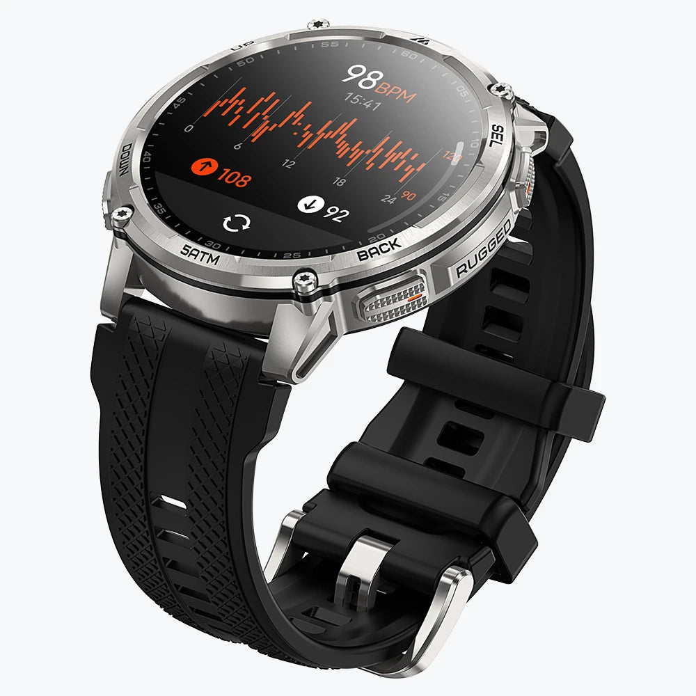 KOSPET tank t4c smartwatch silver with silicone straps#color_silver^package_Silicone Basic