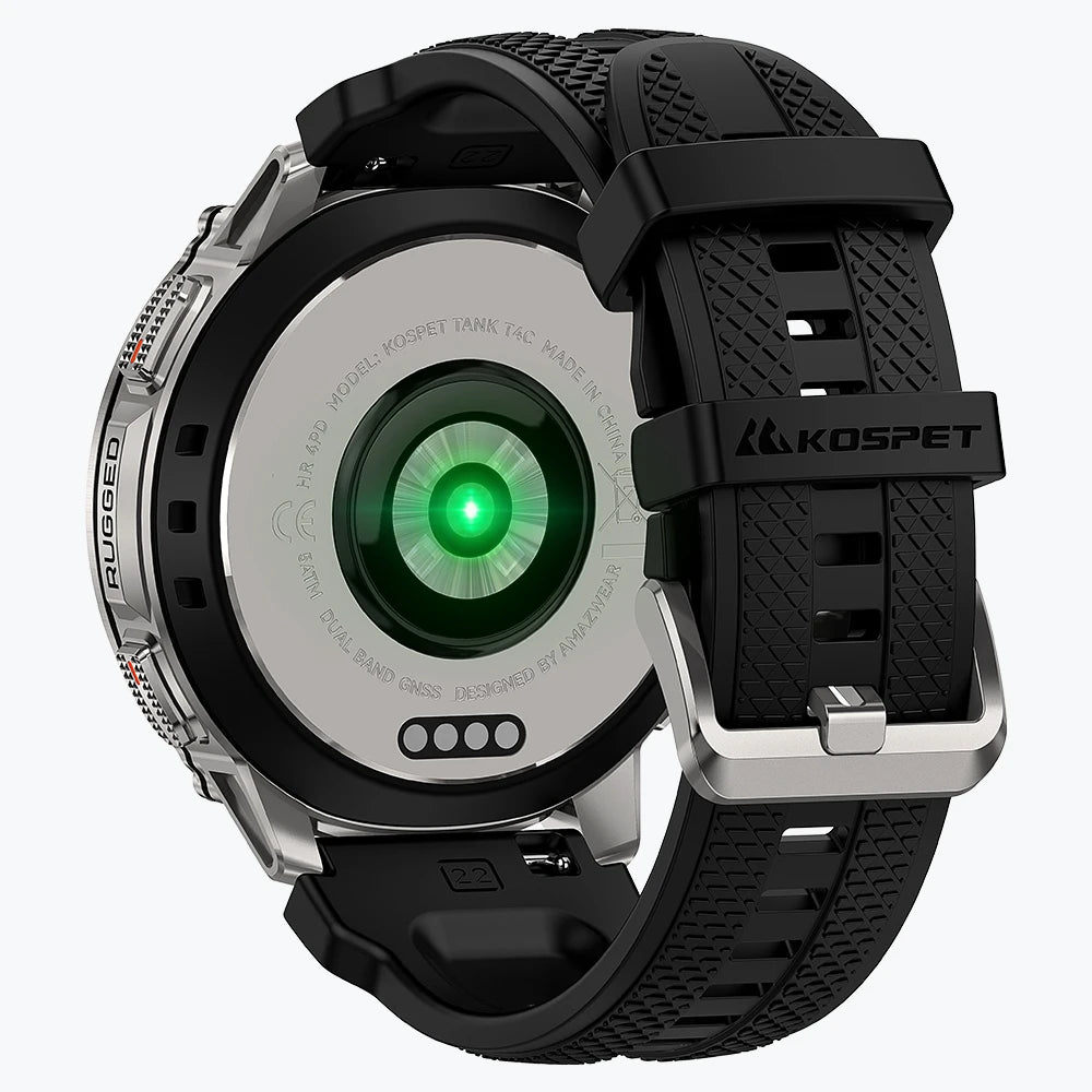 KOSPET tank t4c smartwatch silver with silicone straps#color_silver^package_Silicone Basic