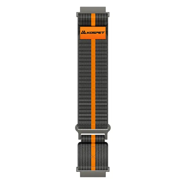 kospet-22mm-woven-_nylon_sport-loop-strap-black-1#color_Dark Grey / Orange Stripe